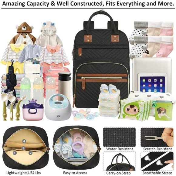 Diaper Bag Backpack Tote Women Large Capacity Baby Bag with Insulated Pockets - Picture 6 of 6